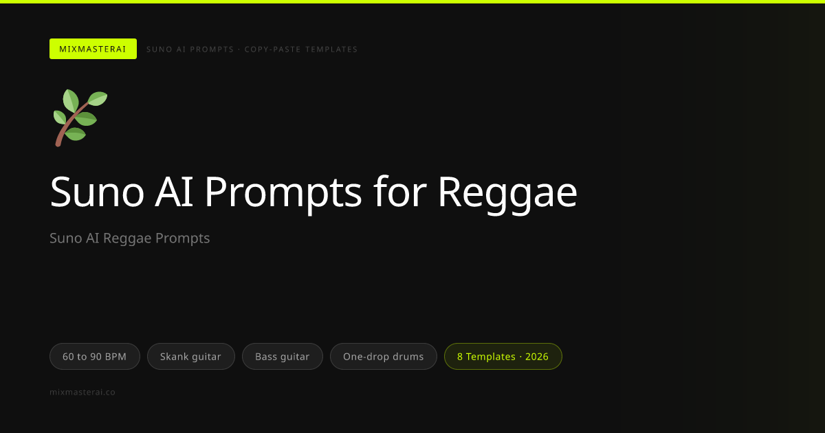 Best Suno AI Prompts for Reggae Music (2026). 8 Copy-Paste Templates ...